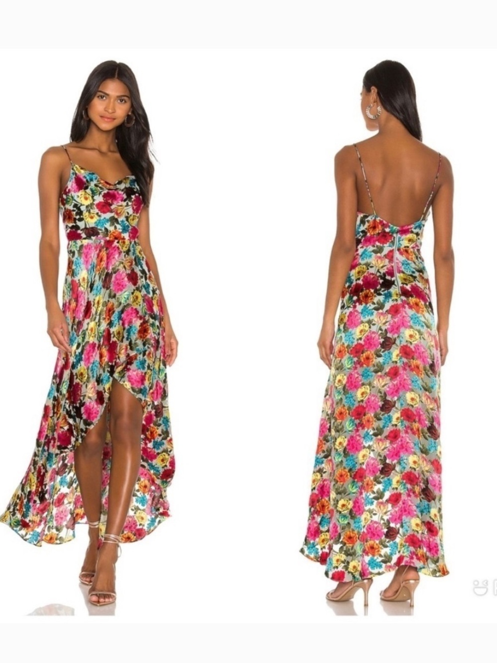 Brand New Alice + Olivia Multicolor Floral High-Low Maxi Dress
